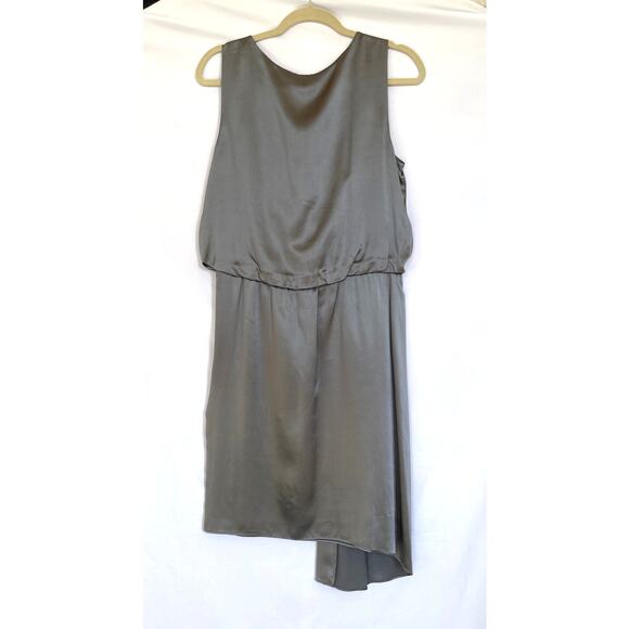 Halston Heritage Front Twist Silk Tank Dress Gunmetal Gray Silver, Medium - Picture 4 of 7